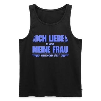 I love it when my wife lets me gamble - Men's Premium Organic Tank Top - black - Front - Michal (187cm)
