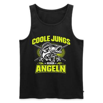 Fishing Cool Guys Walking Fishing Gift - Men's Premium Organic Tank Top - black - Front - AI Model Male 178 light (178cm)