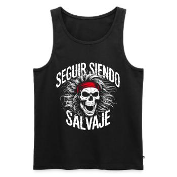 Crâne sauvage avec bandana - Débardeur bio Premium Homme - noir - Devant - Michal (187cm)