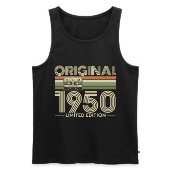 Original 1950 Limited Edition Retro Cassette - Men's Premium Organic Tank Top - black - Front - Michal (187cm)