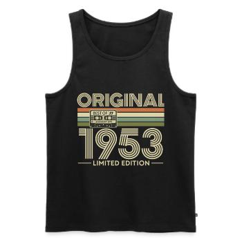 1953 Limited Edition Retro Cassette - Débardeur bio Premium Homme - noir - Devant - AI Model Male 178 light (178cm)