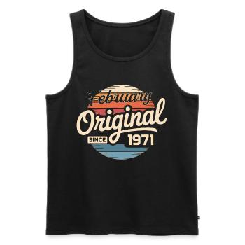 February 1971 Birthday present February 1971 - Men's Premium Organic Tank Top - black - Front - AI Model Male 178 light (178cm)