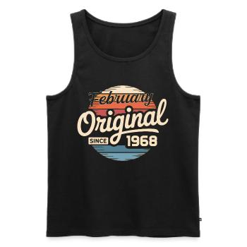 Février 1968 Anniversaire : Février 1968 - Débardeur bio Premium Homme - noir - Devant - AI Model Male 178 light (178cm)
