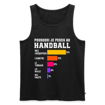 Pourquoi Je Perds Au handball  - Débardeur bio Premium Homme - noir - Devant - AI Model Male 178 light (178cm)