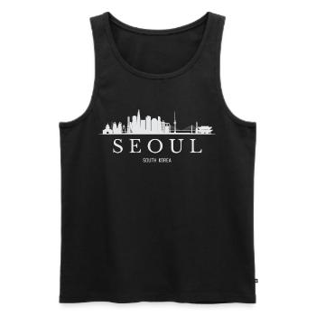 Silhouette de Séoul, Corée du Sud de Séoul - Débardeur bio Premium Homme - noir - Devant - AI Model Male 178 light (178cm)
