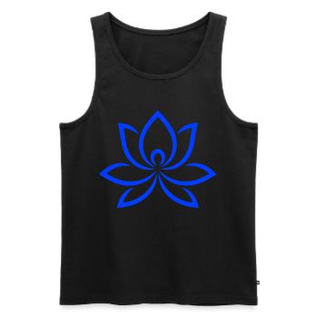 Éventail de Lotus Bleu à la Ligne Fleur Fleur Fine - Débardeur bio Premium Homme - noir - Devant - AI Model Male 178 light (178cm)