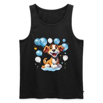 Lustiger Ballonhund im Partylook - Männer Premium Bio Tank Top - Schwarz - Vorne - AI Model Male 178 light (178cm)