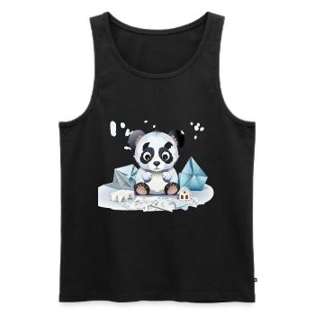 Panda câlin dans le trésor de glace - Débardeur bio Premium Homme - noir - Devant - Michal (187cm)