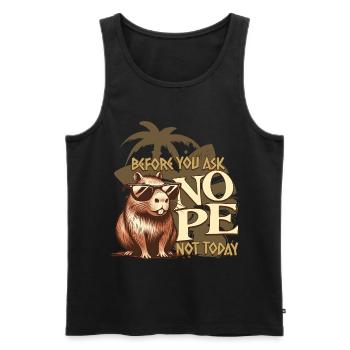 Capybara NOPE Not Today Retro T-Shirt - Men's Premium Organic Tank Top - black - Front - AI Model Male 178 light (178cm)