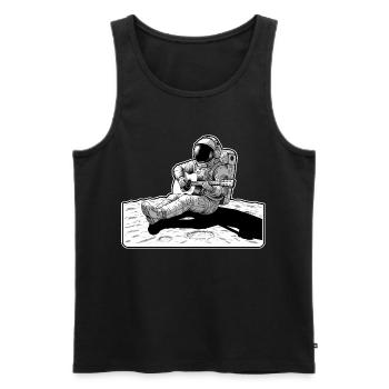 Astronaut Music Guitar Moon - Men's Premium Organic Tank Top - black - Front - Michal (187cm)