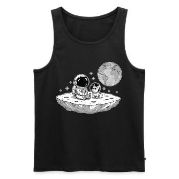 Astronaute Chien Bouledogue Espace - Débardeur bio Premium Homme - noir - Devant - Michal (187cm)