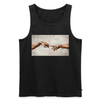 Michelangelos sechsfingeriger "Creation of Adam" Slop - Männer Premium Bio Tank Top - Schwarz - Vorne - AI Model Male 178 light (178cm)