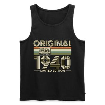 Original 1940 Retro Cassette Limited - Men's Premium Organic Tank Top - black - Front - Michal (187cm)