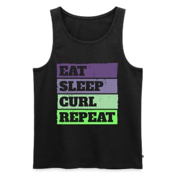 Eat Sleep Curl Repeat Retro Vintage Sport Look - Men's Premium Organic Tank Top - black - Front - Michal (187cm)