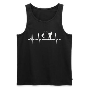Angler Heartbeat ECG Fishing Lineart Motif - Men's Premium Organic Tank Top - black - Front - AI Model Male 178 light (178cm)