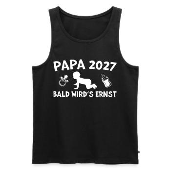 Dad 2027: Funny Pregnancy Announcement - Men's Premium Organic Tank Top - black - Front - Michal (187cm)
