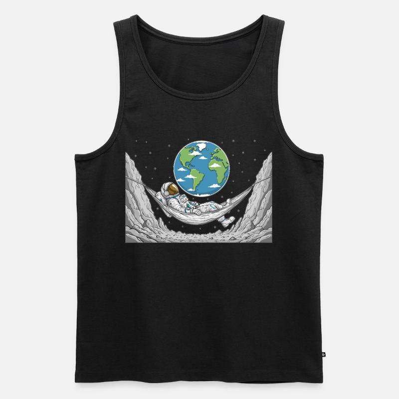 Astronaut Space Hammock Moon Earth Rest - Männer Premium Bio Tank Top - Schwarz