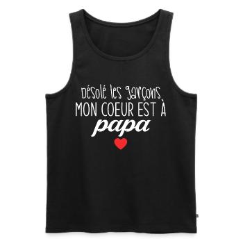 Mon cœur est à papa, désolé les garçons - Débardeur bio Premium Homme - noir - Devant - Michal (187cm)