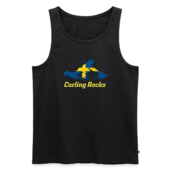 Le curling rocks Suède Fan Merch - Débardeur bio Premium Homme - noir - Devant - AI Model Male 178 light (178cm)