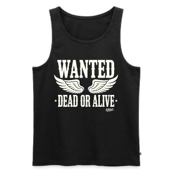 Recherché mort ou vivant avec des ailes - Débardeur bio Premium Homme - noir - Devant - AI Model Male 178 light (178cm)