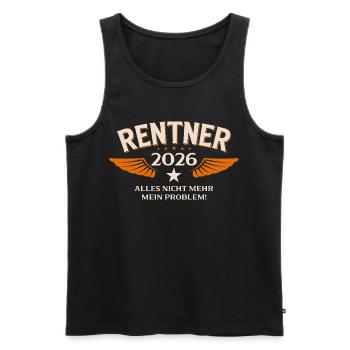Pension Gift Man Retraite retraite 2026 Drôle - Débardeur bio Premium Homme - noir - Devant - AI Model Male 178 light (178cm)