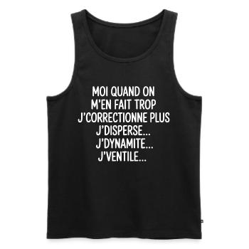 Tontons Flingueurs J'dynamite J'disperse J'ventile - Débardeur bio Premium Homme - noir - Devant - AI Model Male 178 light (178cm)