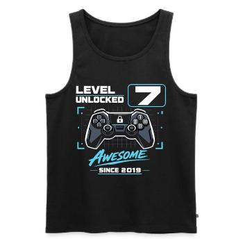 Level 7 Unlocked Gaming Geschenk Jungen - Männer Premium Bio Tank Top - Schwarz - Vorne - Michal (187cm)