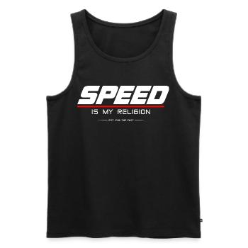 SPEED_IS_MY_RELIGION - Débardeur bio Premium Homme - noir - Devant - Michal (187cm)