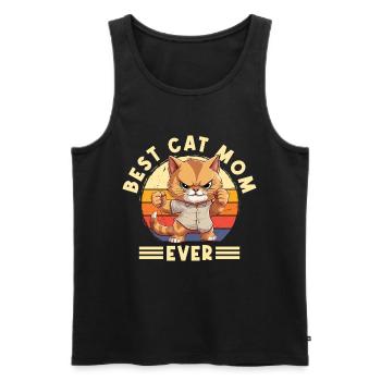 Meilleure maman de chat de tous les temps Dit drôle de maman de chat - Débardeur bio Premium Homme - noir - Devant - Michal (187cm)