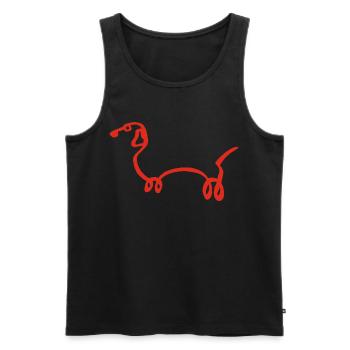 Minimalistischer Roter Wursthund - Männer Premium Bio Tank Top - Schwarz - Vorne - AI Model Male 178 light (178cm)