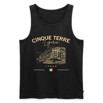 Cinque Terre Coastal Sketch - Men's Premium Organic Tank Top - black - Front - AI Model Male 178 light (178cm)