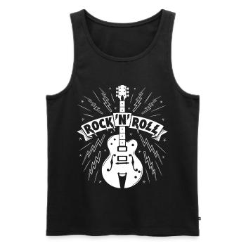 Rock'N'Roll Banner with Guitar - Men's Premium Organic Tank Top - black - Front - AI Model Male 178 light (178cm)