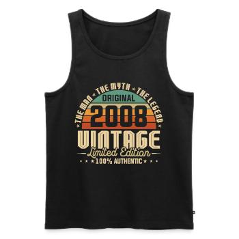 2008 Original Vintage Birthday Gift - Men's Premium Organic Tank Top - black - Front - Michal (187cm)