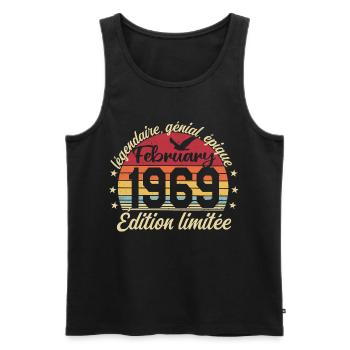 Februar 1969 Geburtstag Februar 1969 Rückblick 1969 - Männer Premium Bio Tank Top - Schwarz - Vorne - AI Model Male 178 light (178cm)