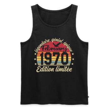 February 1970 Birthday February 1970 Retro 1970 - Men's Premium Organic Tank Top - black - Front - AI Model Male 178 light (178cm)