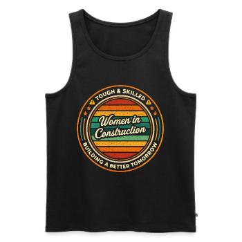 Women in Construction Strong and Competent - Men's Premium Organic Tank Top - black - Front - AI Model Male 178 light (178cm)