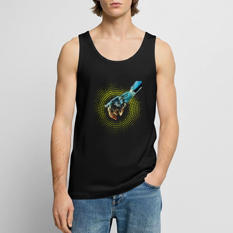 computer hand roboter KI digital cyborg code pc  Männer Premium Bio Tank Top