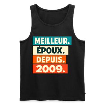 Meilleur Époux Depuis 2009 Anniversaire - Débardeur bio Premium Homme - noir - Devant - Michal (187cm)