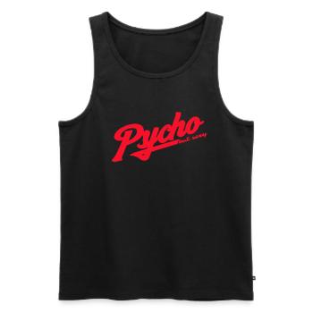 Psycho Retro Script Logo - Men's Premium Organic Tank Top - black - Front - AI Model Male 178 light (178cm)