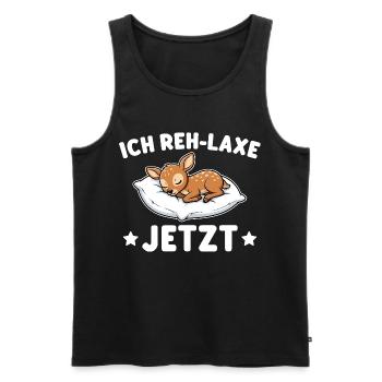 Ich Reh-Laxe Jetzt - Lustiger Reh Wortwitz - Männer Premium Bio Tank Top - Schwarz - Vorne - AI Model Male 178 light (178cm)