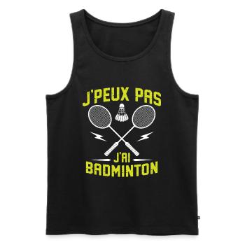 j'peux pas j'ai badminton - Débardeur bio Premium Homme - noir - Devant - Michal (187cm)