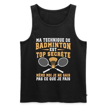 ma technique de badminton - Débardeur bio Premium Homme - noir - Devant - AI Model Male 178 light (178cm)