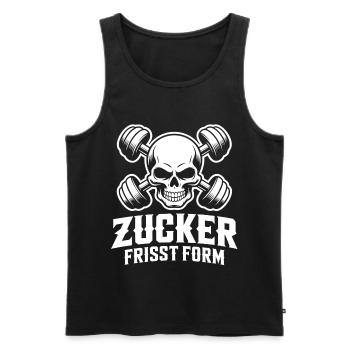 Schädel Kraftgym Design Zucker vermeiden - Männer Premium Bio Tank Top - Schwarz - Vorne - AI Model Male 178 light (178cm)