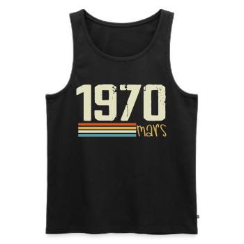 Vintage Mars 1970 - Débardeur bio Premium Homme - noir - Devant - Michal (187cm)