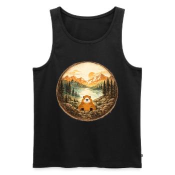 Marmotte forêt lac montagne  - Débardeur bio Premium Homme - noir - Devant - AI Model Male 178 light (178cm)