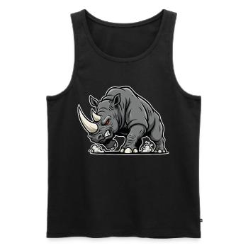 Rhinoceros Powerful Anger Wild Animal Logo - Men's Premium Organic Tank Top - black - Front - AI Model Male 178 light (178cm)