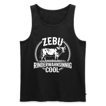 Zebu Mad Cow Cool Badge - Débardeur bio Premium Homme - noir - Devant - AI Model Male 178 light (178cm)