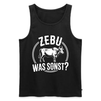 Zèb, quoi d’autre, humour de vache - Débardeur bio Premium Homme - noir - Devant - AI Model Male 178 light (178cm)