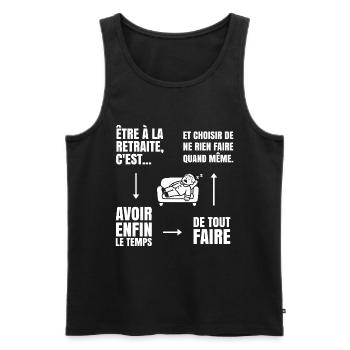 Die Kunst des Nichtstuns (weißer Text) - Männer Premium Bio Tank Top - Schwarz - Vorne - AI Model Male 178 light (178cm)
