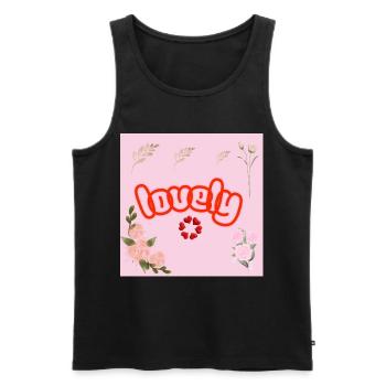 Lucky Neon Floral on Pink - Men's Premium Organic Tank Top - black - Front - AI Model Male 178 light (178cm)